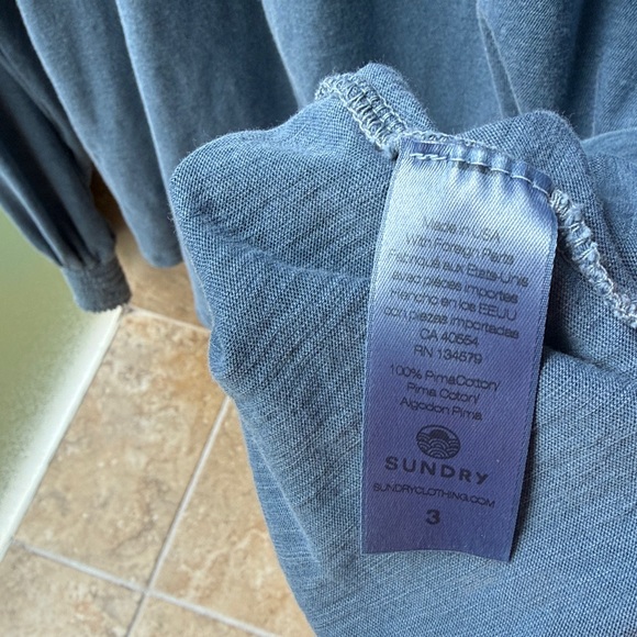 Sundry Evereve Mockneck Tee Smocked Neck & Cuffs Long Sleeves L Soft Pima Cotton - Picture 5 of 9